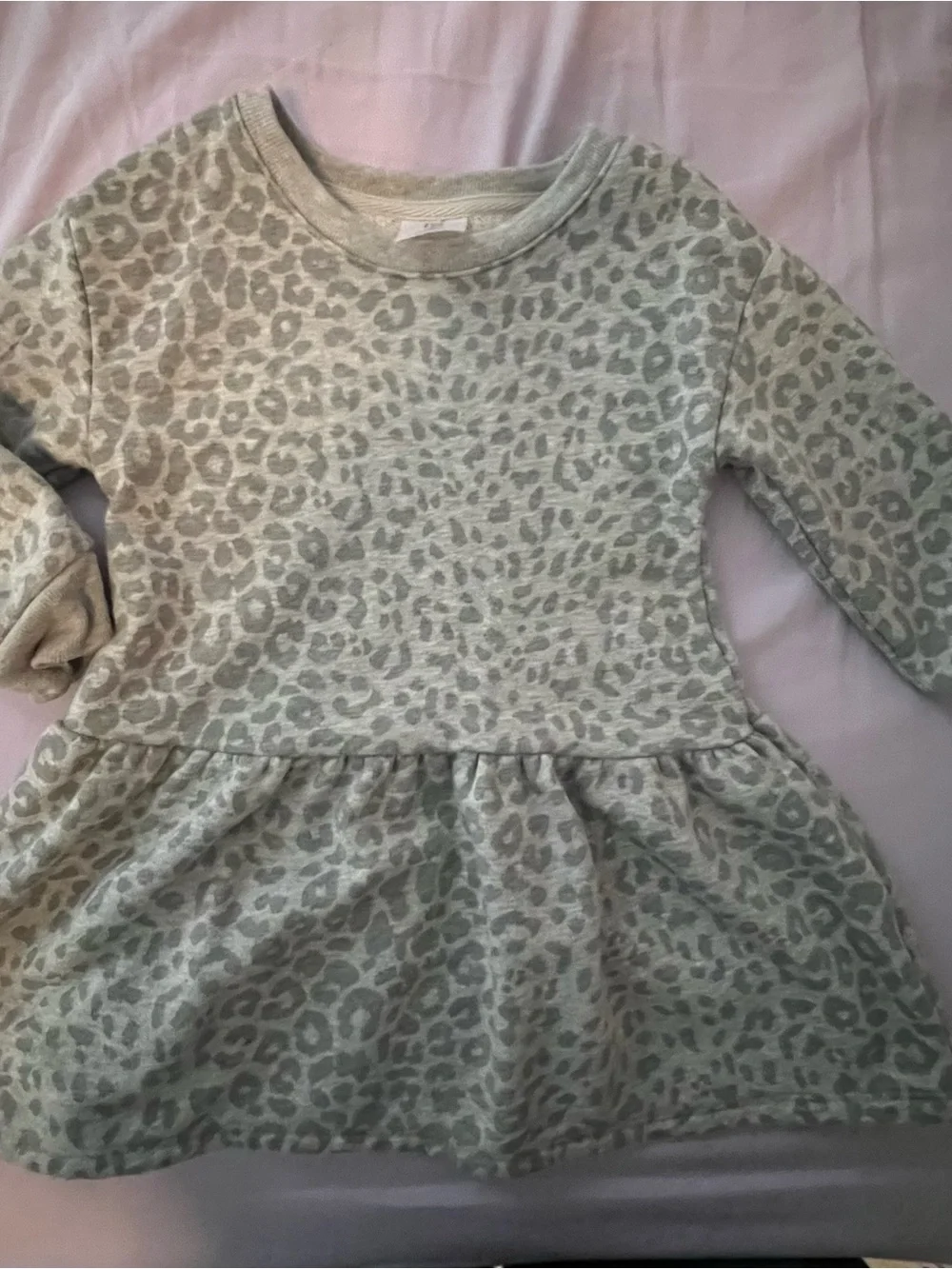 GAP Gray Leopard Print Peplum Dress